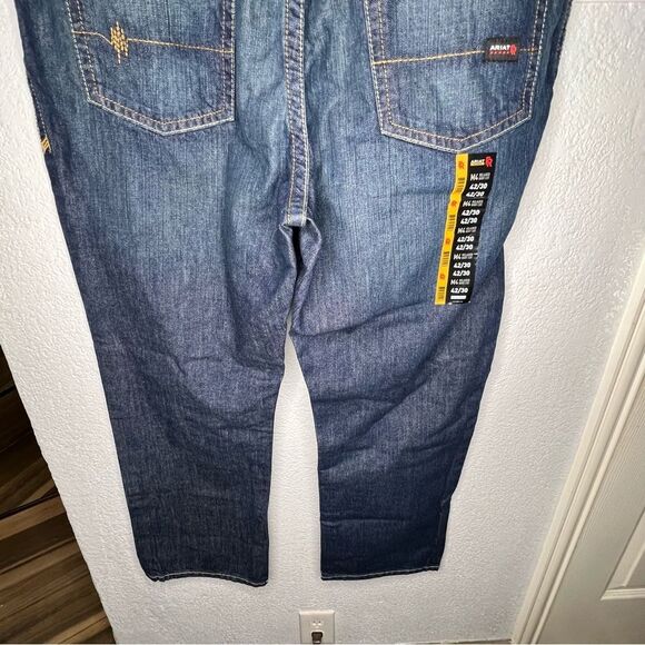 New! Ariat Work Flame Resistant CAT 2 Relaxed Basic Boot Cut Blue Jean Sz 42X30 - Picture 8 of 11